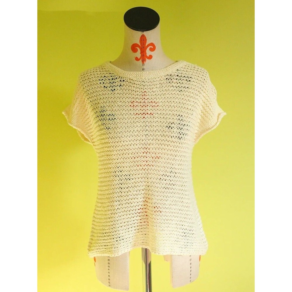 Wind River FIONA Sz S Beige Tan Fish Net Mesh Knit Top Sleeveless Tunic
